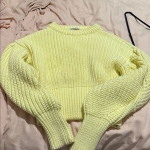 Zara Lemon Knit Crew Neck Sweater